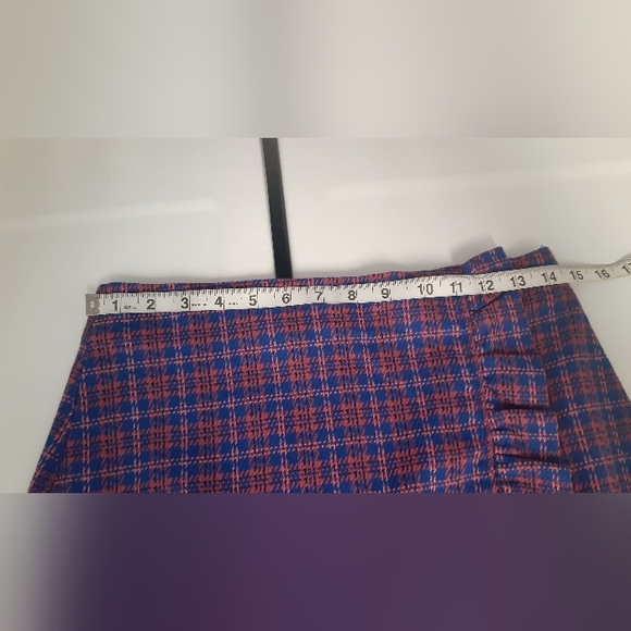Blue/pink plaid ruffled Topshop mini skirt - size 6 - Picture 7 of 7